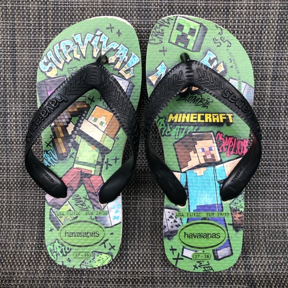Havaianas 'Top Minecraft' Print Flip Flop Sandals Little Kids Size 11 - 12